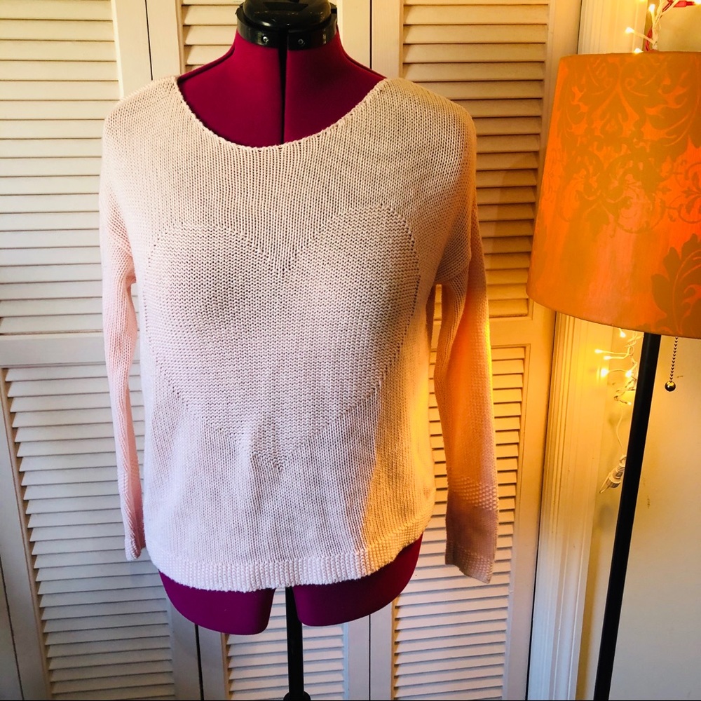 Aerie pink heart sweater | size small